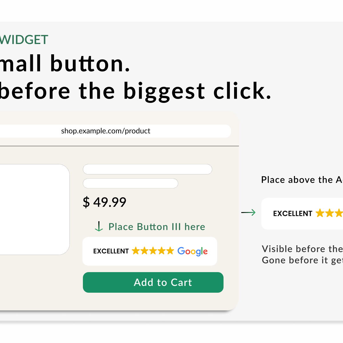 Button III widget placed near the Add to Cart button on an ecommerce product page