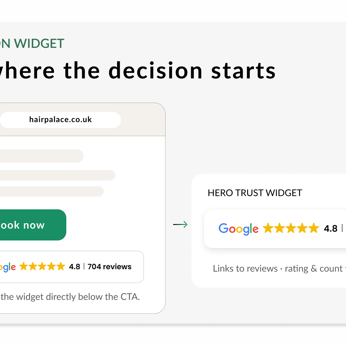 Button VIII review widget displayed below the primary CTA in a website hero section.