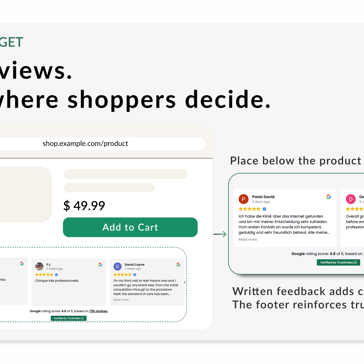 Slider I product page reviews shown below the product details on an ecommerce product page