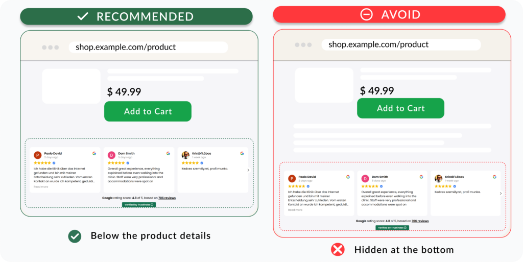 Slider I product page reviews placed below product details instead of hidden at the bottom